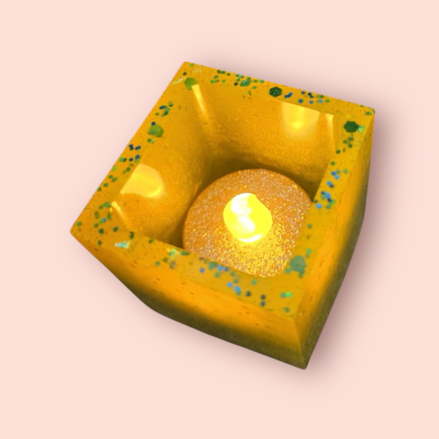 Handmade Resin Lamp with Battery Operated Tea Light