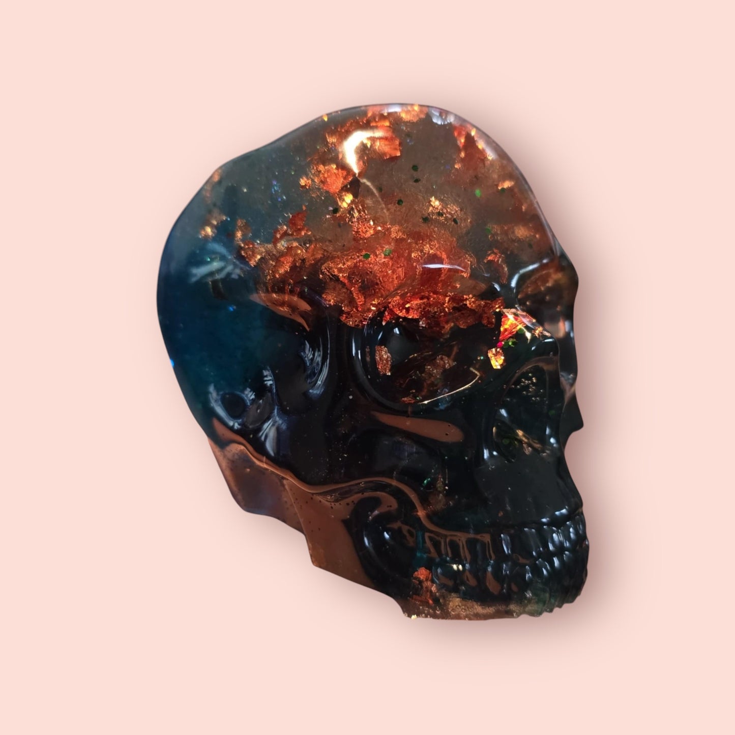 Celestial Sparkle - Handcrafted Resin Skull Lamp