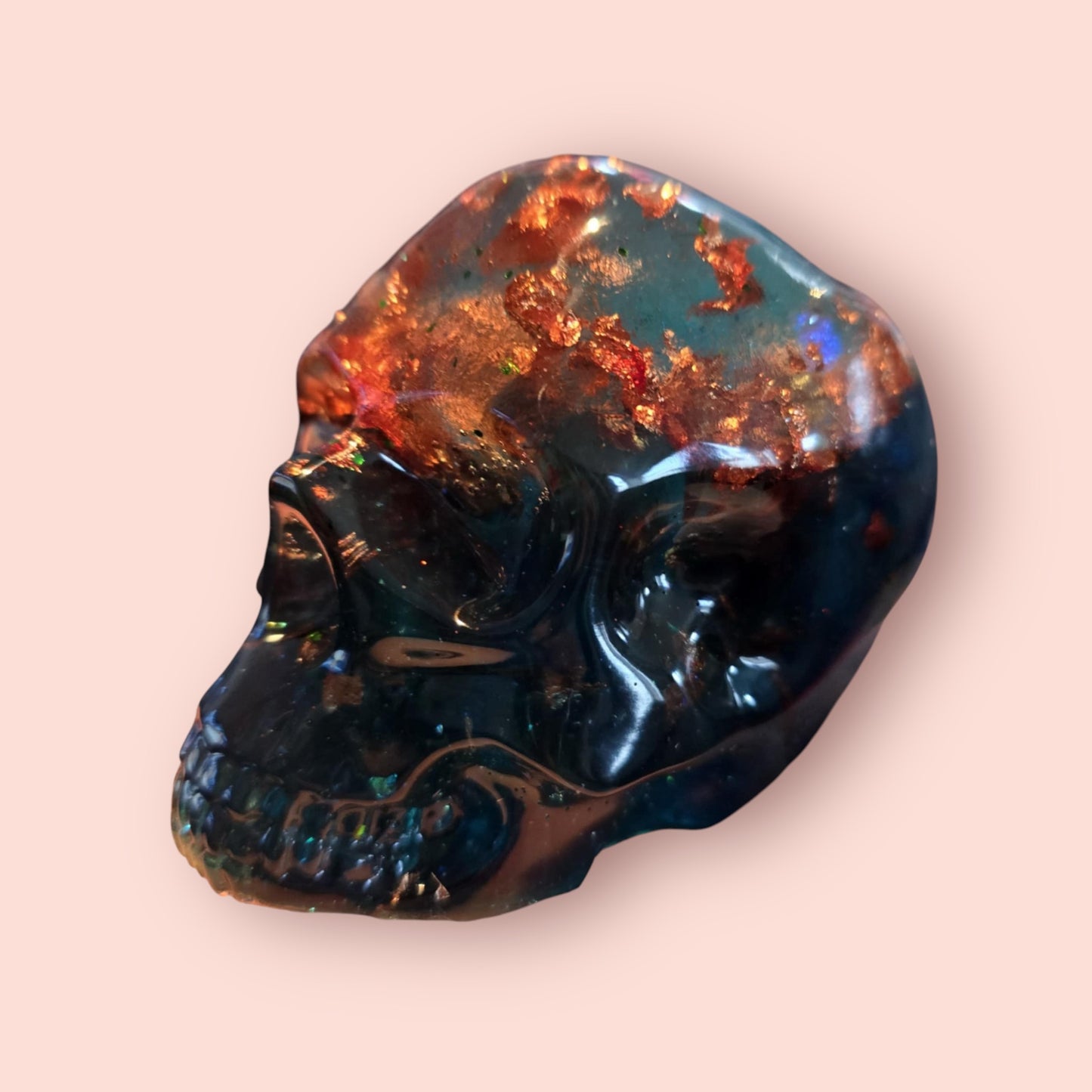 Celestial Sparkle - Handcrafted Resin Skull Lamp
