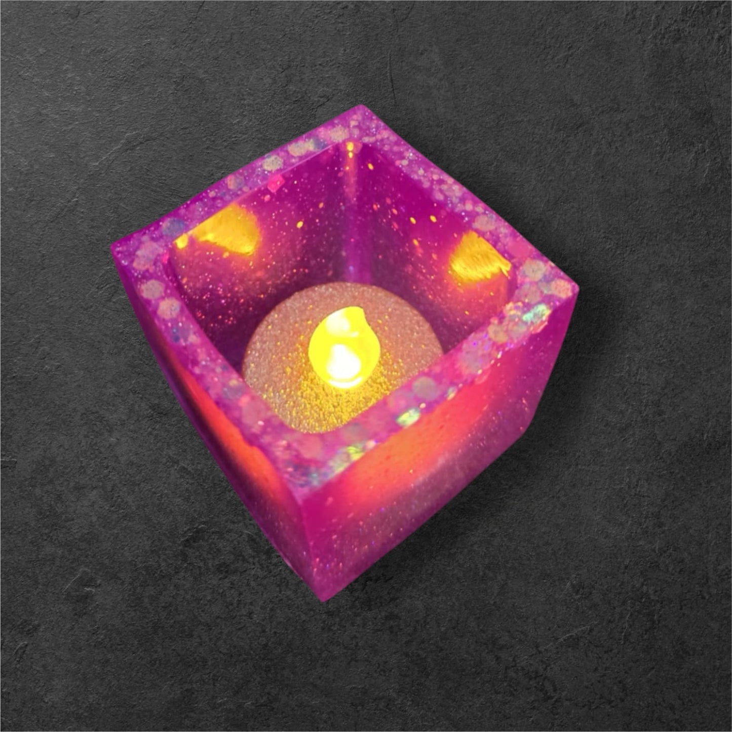Handmade Resin Lamp with Battery Operated Tea Light
