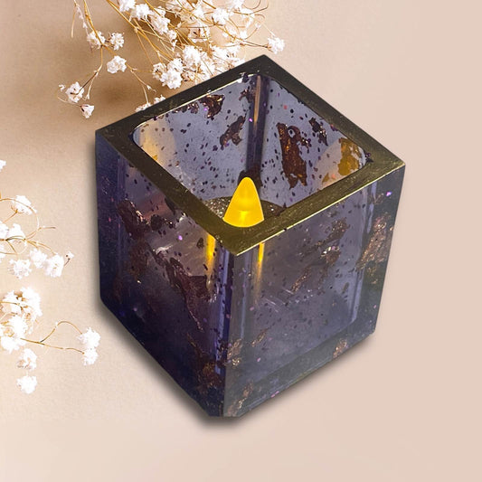 Handmade Resin Lamp with Battery Operated Tea Light