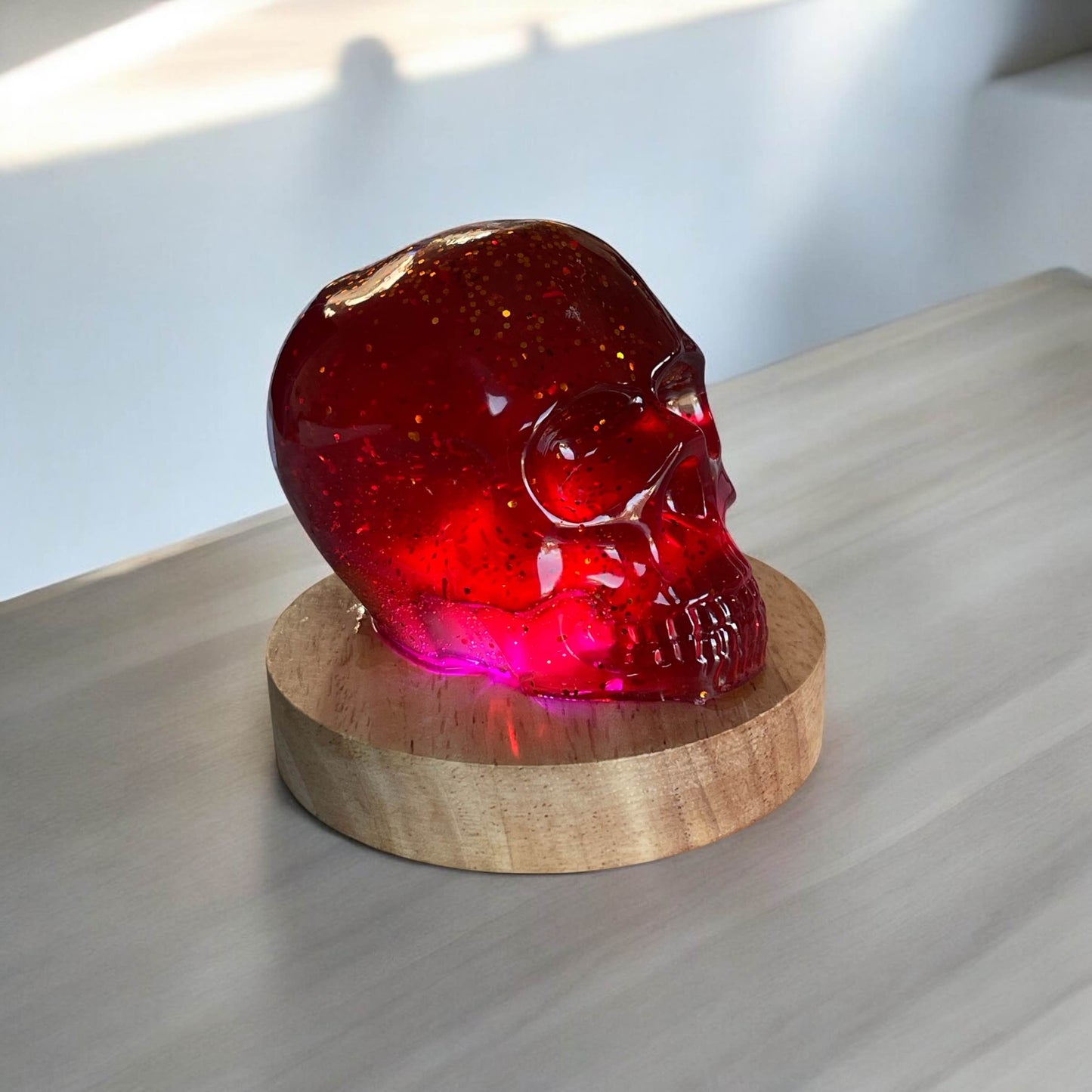 Celestial Sparkle - Handcrafted Resin Skull Lamp